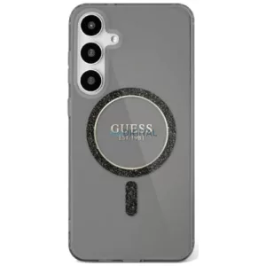 HUSĂ! - Guess GUHMS25SHFGEREK IML Glitter Circle Carcasă compatibilă MagSafe pentru Samsung Galaxy S25 - negru