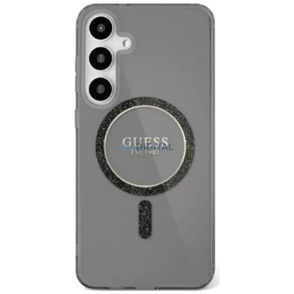 HUSĂ! - Guess GUHMS25SHFGEREK IML Glitter Circle Carcasă compatibilă MagSafe pentru Samsung Galaxy S25 - negru