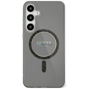 Guess GUHMS25LHFGEREK IML Glitter Circle Carcasă compatibilă cu MagSafe pentru Samsung Galaxy S25 Ultra - negru