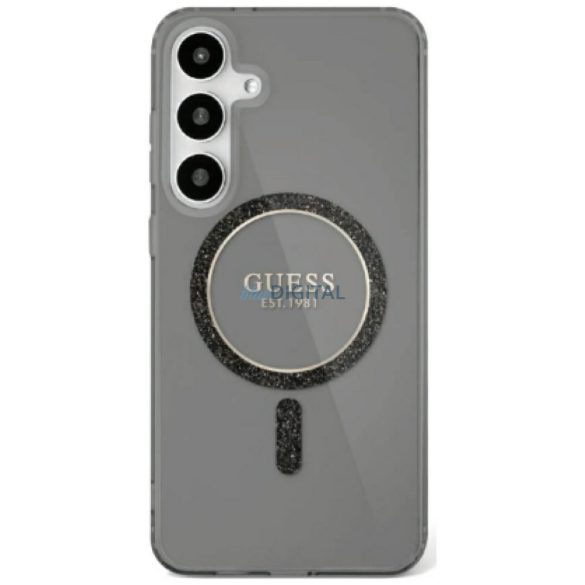 Guess GUHMS25LHFGEREK IML Glitter Circle Carcasă compatibilă cu MagSafe pentru Samsung Galaxy S25 Ultra - negru