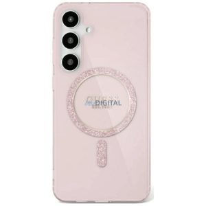 Guess GUHMS25SHFGEREP IML Glitter Circle Carcasă compatibilă cu MagSafe pentru Samsung Galaxy S25 - roz