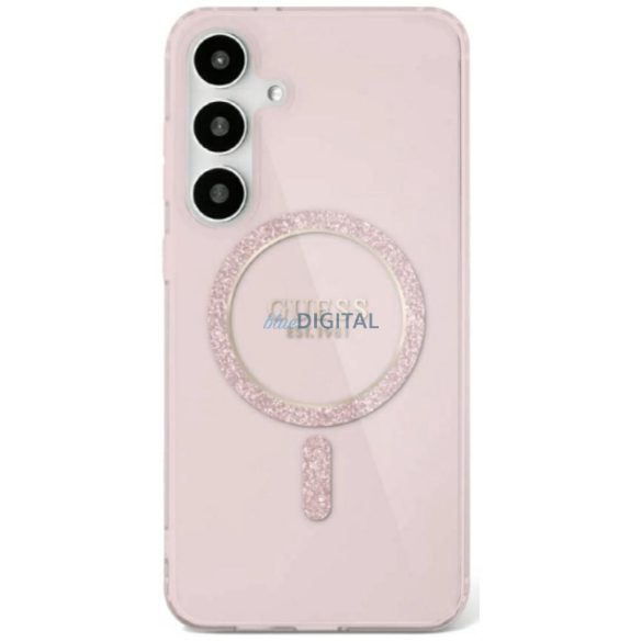 Guess GUHMS25LHFGEREP IML Glitter Circle Carcasă compatibilă cu MagSafe pentru Samsung Galaxy S25 Ultra - roz