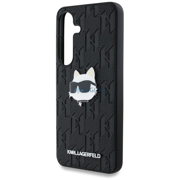 Karl Lagerfeld KLHCS25SPGKLCHPK PU Monogram Choupette Head Pin Caz Samsung Galaxy S25 - negru