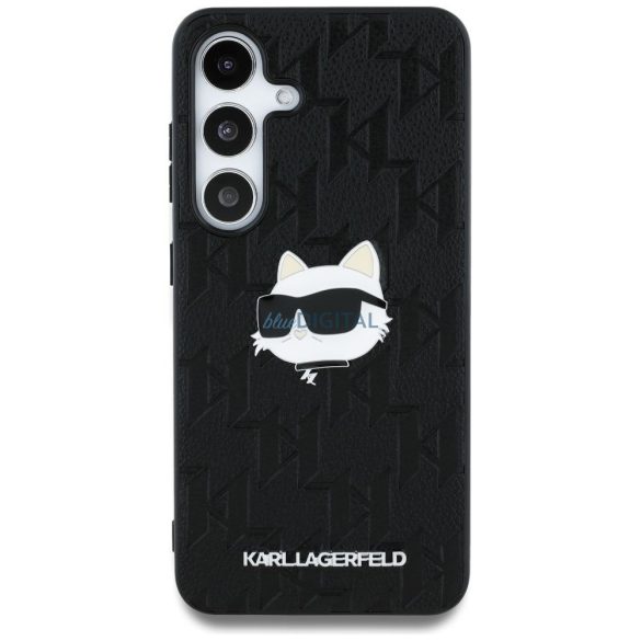 Karl Lagerfeld KLHCS25SPGKLCHPK PU Monogram Choupette Head Pin Caz Samsung Galaxy S25 - negru