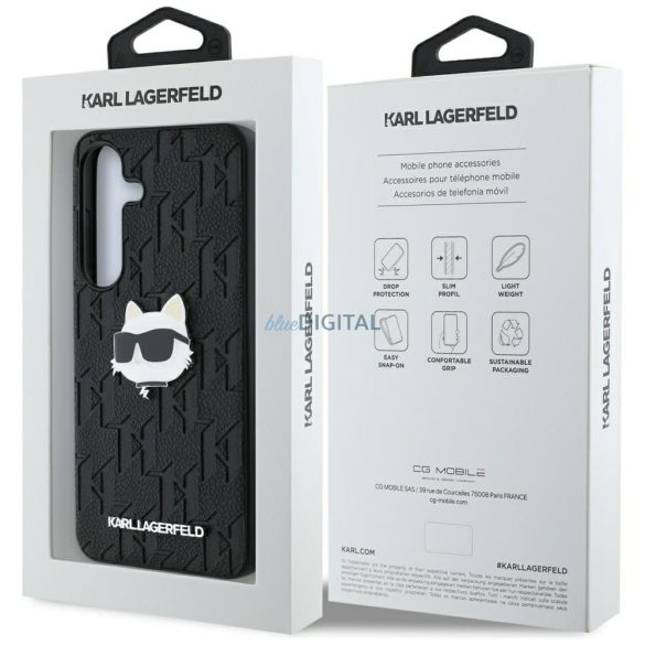 Karl Lagerfeld KLHCS25SPGKLCHPK PU Monogram Choupette Head Pin Caz Samsung Galaxy S25 - negru