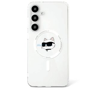 Karl Lagerfeld KLHMS25SHLSCHH IML Metal Choupette Head Husă compatibilă MagSafe Samsung Galaxy S25 - alb