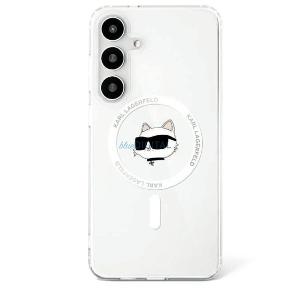 Karl Lagerfeld KLHMS25SHLSCHH IML Metal Choupette Head Husă compatibilă MagSafe Samsung Galaxy S25 - alb