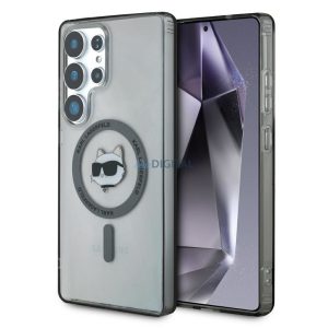 Karl Lagerfeld KLHMS25LHLSCHK IML Metal Choupette Head Husă compatibilă MagSafe Samsung Galaxy S25 Ultra - negru