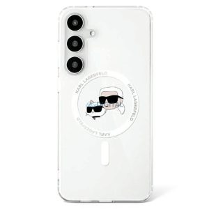 Karl Lagerfeld KLHMS25MHLSKCH IML Metal KC Heads Carcasă compatibilă MagSafe pentru Samsung Galaxy S25 Plus - alb