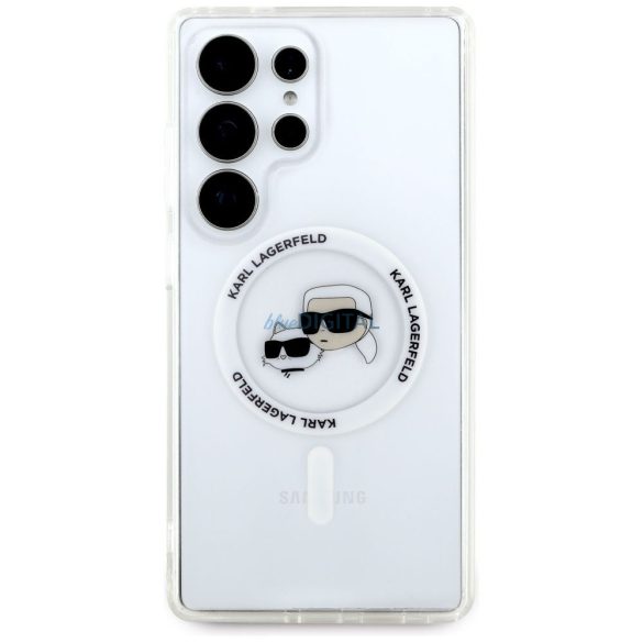 Karl Lagerfeld KLHMS25LHLSKCH IML Metal KC Heads Carcasă compatibilă MagSafe Samsung Galaxy S25 Ultra - alb