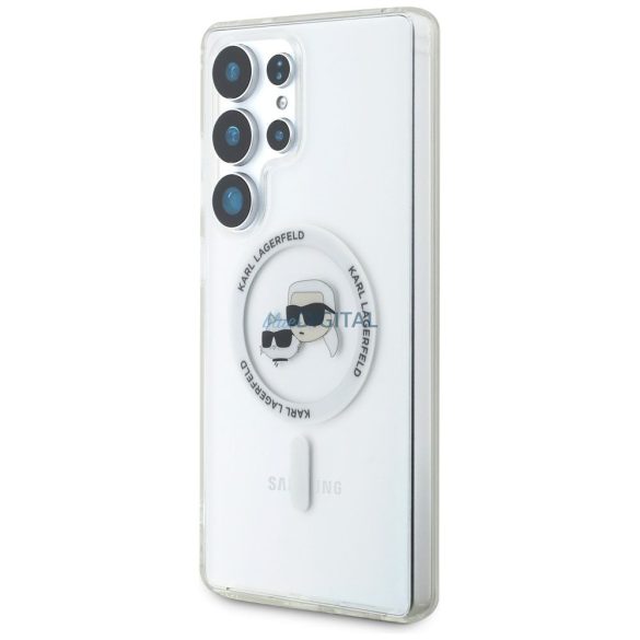 Karl Lagerfeld KLHMS25LHLSKCH IML Metal KC Heads Carcasă compatibilă MagSafe Samsung Galaxy S25 Ultra - alb