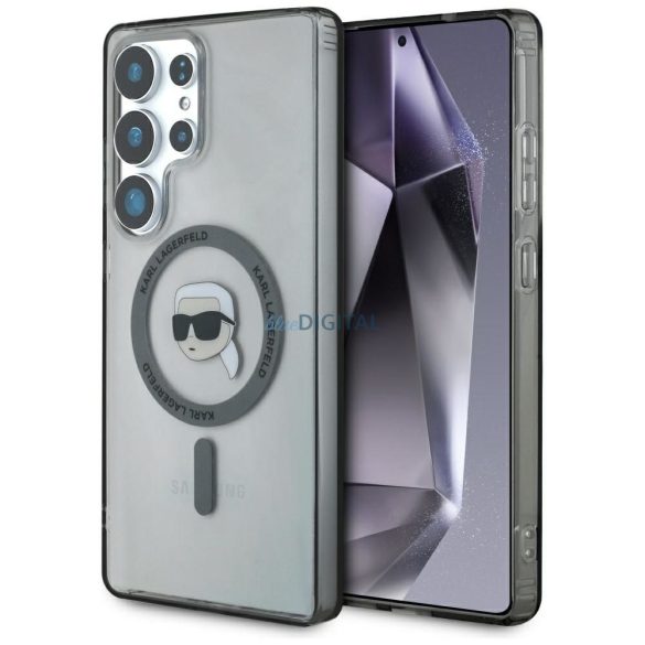 Karl Lagerfeld KLHMS25LHLSKIK IML Metal Karl Heads Carcasă compatibilă MagSafe Samsung Galaxy S25 Ultra - negru