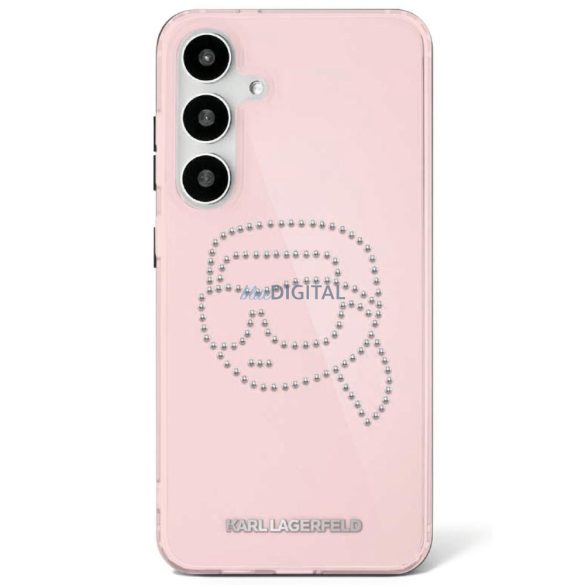 Karl Lagerfeld KLHCS25SHKHDCELP IML Rhinestones Karl Head caz Samsung Galaxy S25 - roz deschis