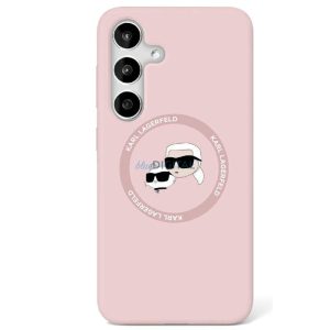 Karl Lagerfeld KLHMS25LSKCHTCP Carcasă din silicon cu două capete compatibile MagSafe pentru Samsung Galaxy S25 Ultra - roz deschis