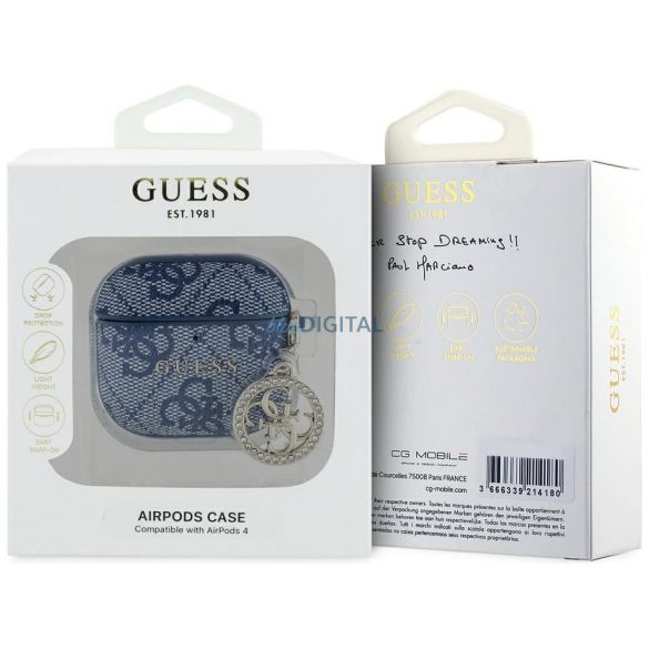Guess GUA4P4E4CDB Strass Charm carcasă AirPods 4 - albastru