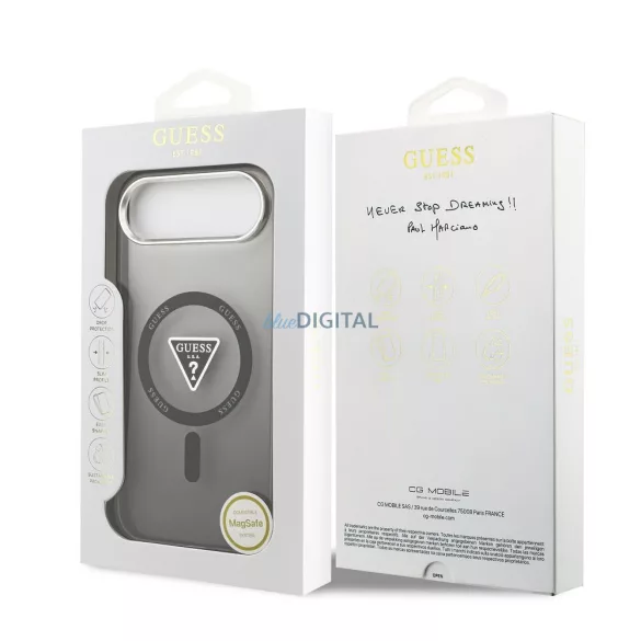 HUSĂ! - GUESS caz IPHONE 17 Air compatibil MagSafe GUHMP17MHGTMLCGK (IML Gradient W / logo-ul triunghi) negru