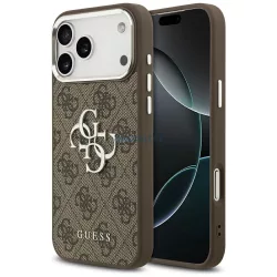   HUSĂ! - GUESS Carcasă pentru IPHONE 17 Pro Max GUHCP17XP4G4SMCW (4G PU Carcasă din piele cu logo-ul 4G mare și clasic și luneta camerei din metal argintiu) maro