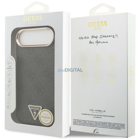 HUSĂ! - GUESS caz IPHONE 17 Air compatibil MagSafe GUHMP17MP4GTDGMK (4G PU W / logo triunghi) aur negru