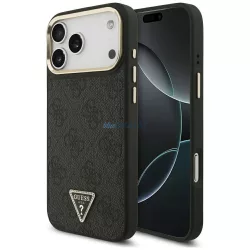   HUSĂ! - GUESS caz IPHONE 17 Pro Max compatibil MagSafe GUHMP17XP4GTDGMK (4G PU W / Triangle Logo) aur negru
