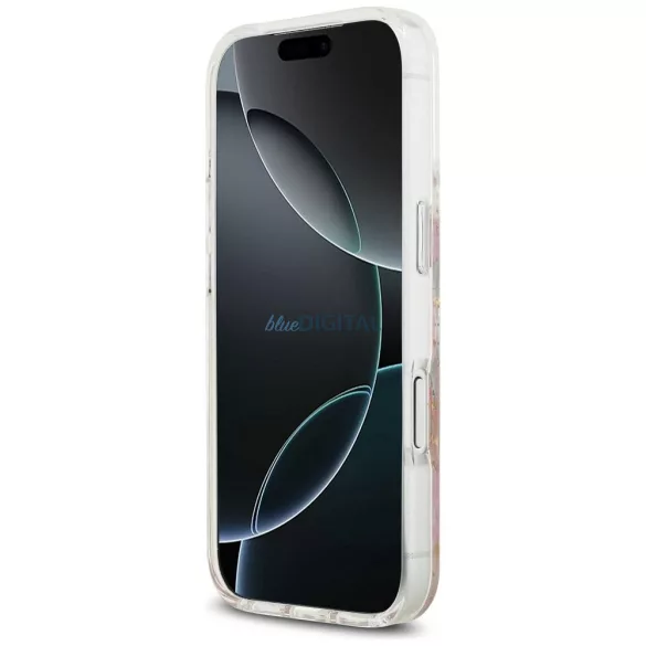 HUSĂ! - GUESS husă IPHONE 17 Pro compatibilă MagSafe GUHMP17LRBFGFGMP (flori de rășină și sclipici) roz