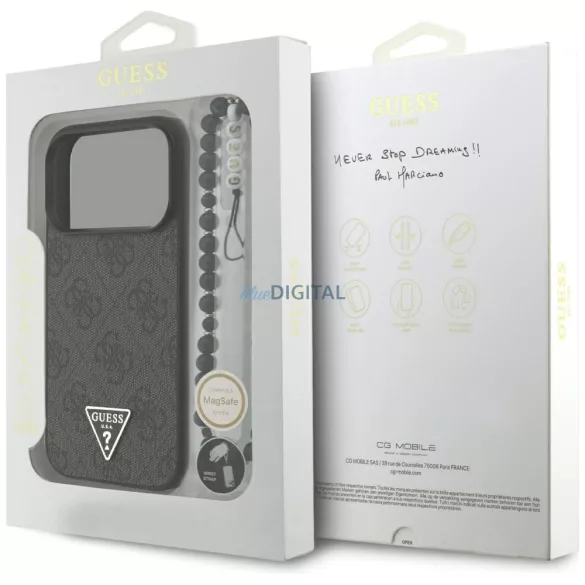 HUSĂ! - GUESS husă IPHONE 17 Pro compatibilă MagSafe GUHMP17LP4TSDPPSK (4G PU W/ Strap Triangle Logo) negru