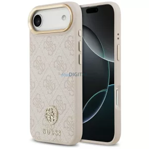 HUSĂ! - GUESS caz IPHONE 17 Air compatibil MagSafe GUHMP17MP4GRMDEP (PU W / 4G logo-ul Rhinestone) roz