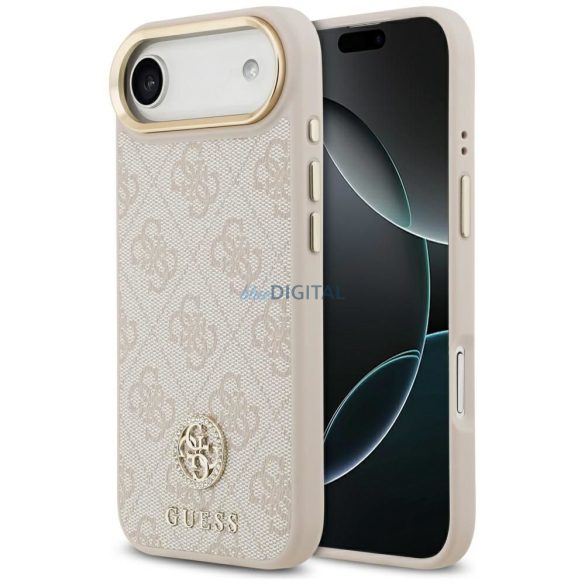 HUSĂ! - GUESS caz IPHONE 17 Air compatibil MagSafe GUHMP17MP4GRMDEP (PU W / 4G logo-ul Rhinestone) roz
