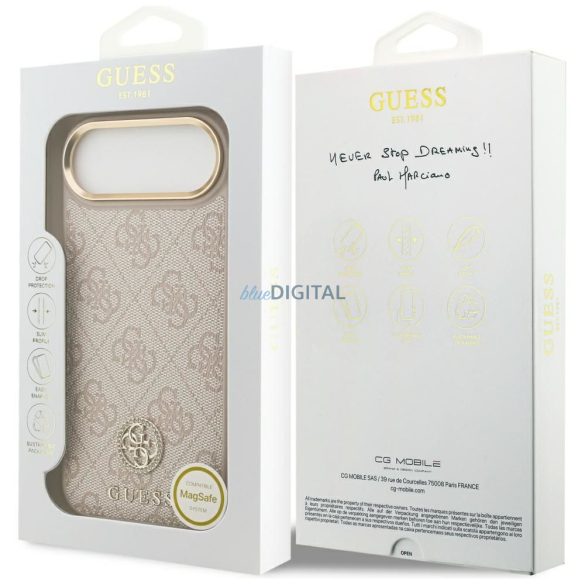 HUSĂ! - GUESS caz IPHONE 17 Air compatibil MagSafe GUHMP17MP4GRMDEP (PU W / 4G logo-ul Rhinestone) roz