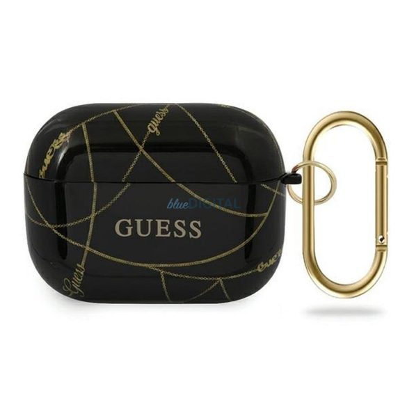 Guess GUACAPTPUCHBK Geantă Gold Chain Collection AirPods Pro - negru