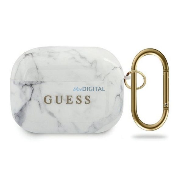 Guess GUACAPTPUMAWH Marble Collection husă AirPods Pro - alb