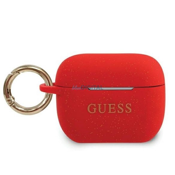 Guess GUACAPSILGLRE Silicon Glitter caz AirPods Pro - roșu
