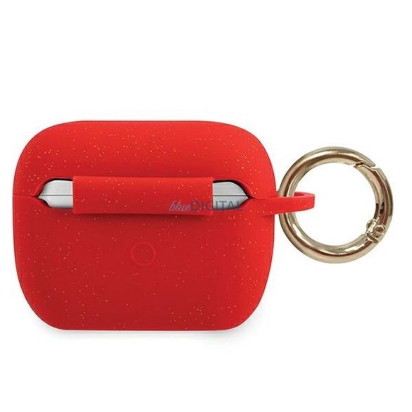 Guess GUACAPSILGLRE Silicon Glitter caz AirPods Pro - roșu