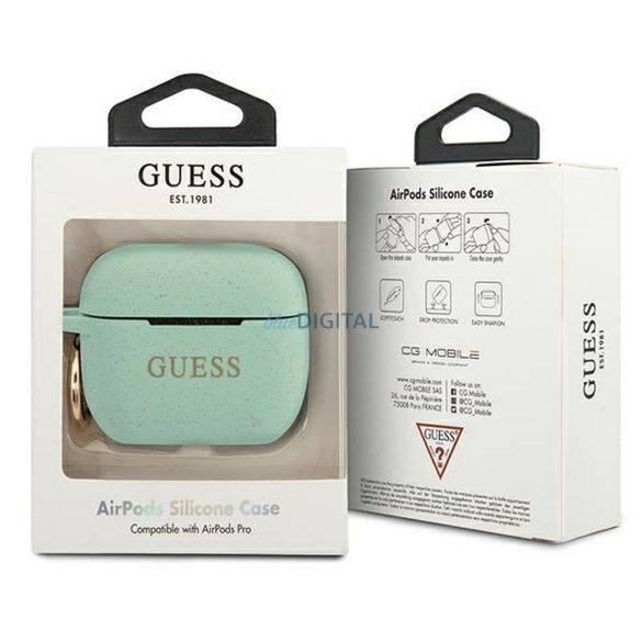 Guess GUACAPSILGLGN Silicon Glitter caz AirPods Pro - verde