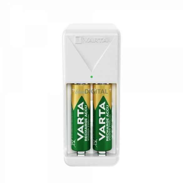 Încărcător de baterii VARTA MINI pentru încărcarea bateriilor AA/AAA cu 2 baterii AA reîncărcabile (2100 mAh)