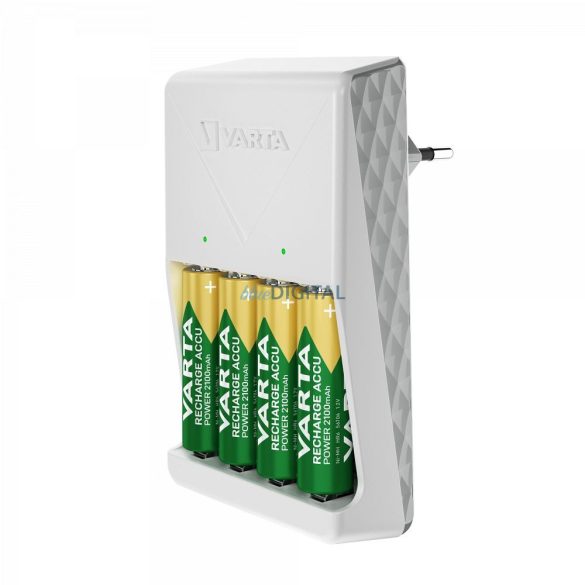 Încărcător de baterii VARTA PLUG pentru încărcarea bateriilor AA/AAA cu 4 baterii AA reîncărcabile (2100 mAh)