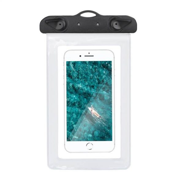 Geanta impermeabila pentru telefon mobil cu inchidere din plastic - alba