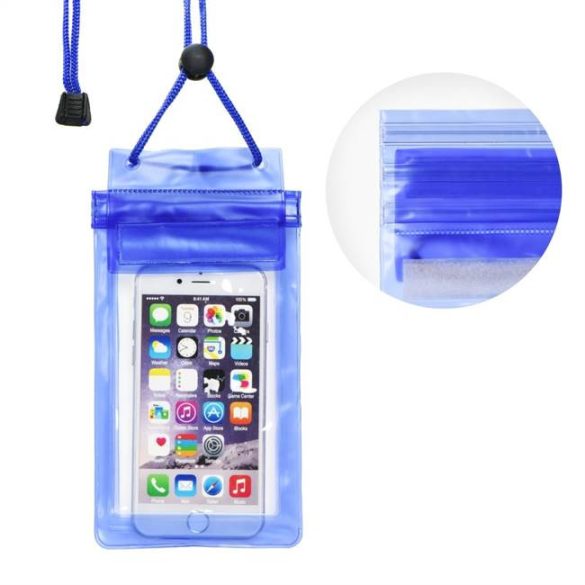 Geanta impermeabila pentru telefon mobil cu inchidere cu fermoar - albastra