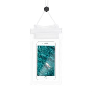 Geanta impermeabila pentru telefon mobil cu inchidere cu fermoar - alba