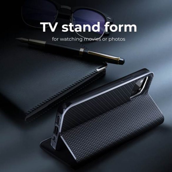 Forcell LUNA Husă tip carte Carbon pentru HUAWEI Y6 2019 negru