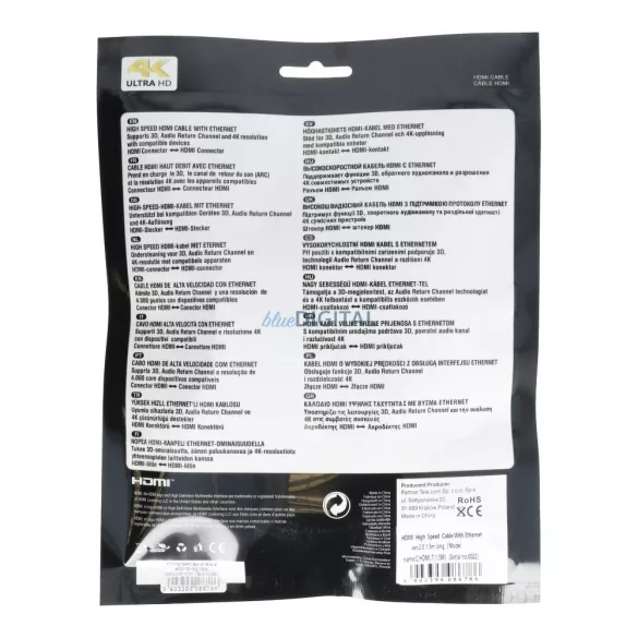 Cablu HDMI - HDMI Cablu HDMI de mare viteză cu Ethernet ver. 2.0 1,5m lungime BLISTER