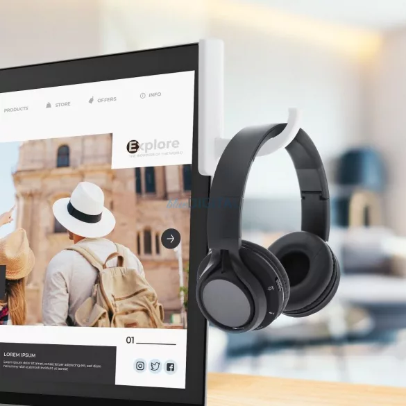 Suport pentru căști pentru monitor în alb