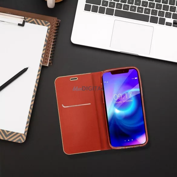 HUSĂ! - Forcell LUNA Book Gold pentru XIAOMI Redmi NOTE 10 5G / Poco M3 Pro / Poco M3 Pro 5G roșu