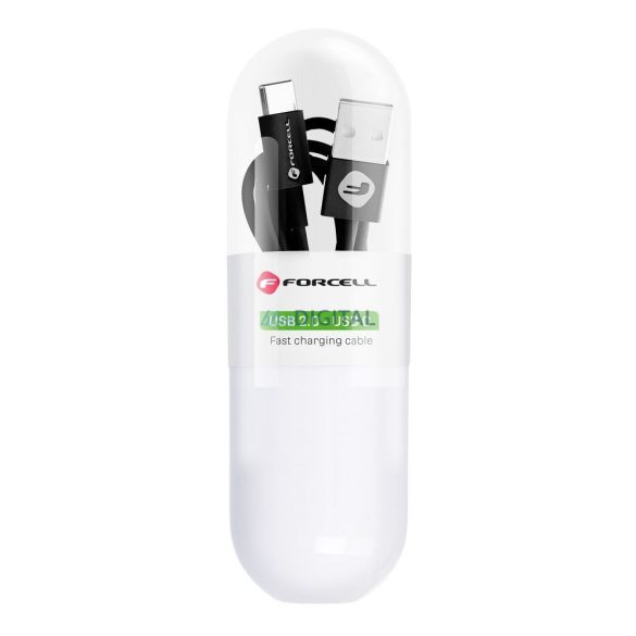Cablu FORCELL USB la Tip C 2.0 2,1A C319 TUBE negru 1 metru