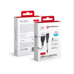   Cablu carbon FORCELL USB A la Lightning 8-pini 2,4A CB-01A negru 1 metru