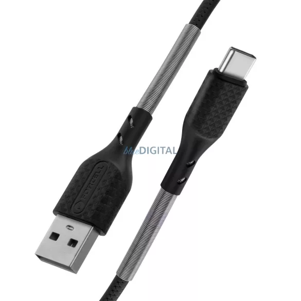 Cablu carbon FORCELL USB la tip C QC3.0 3A CB-02B negru 1 metru