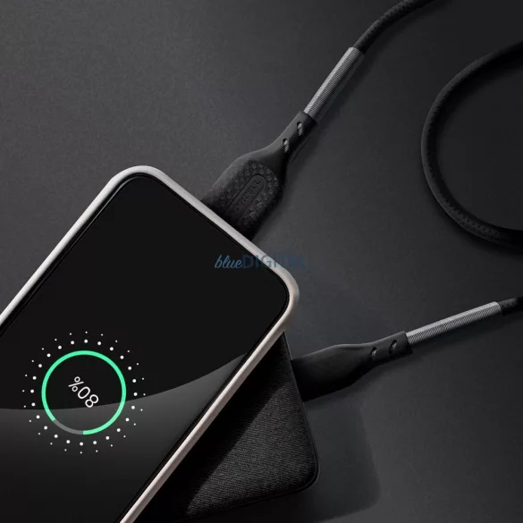 Cablu carbon FORCELL USB la tip C QC3.0 3A CB-02B negru 1 metru