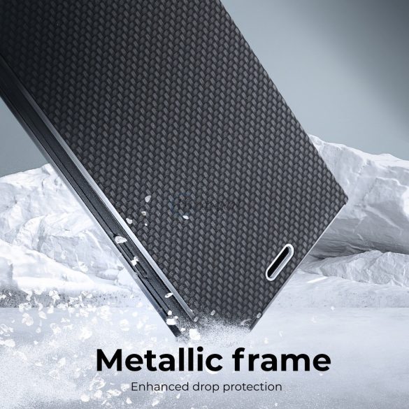 Forcell LUNA Husă tip carte Carbon pentru XIAOMI Redmi NOTE 11 / 11S negru