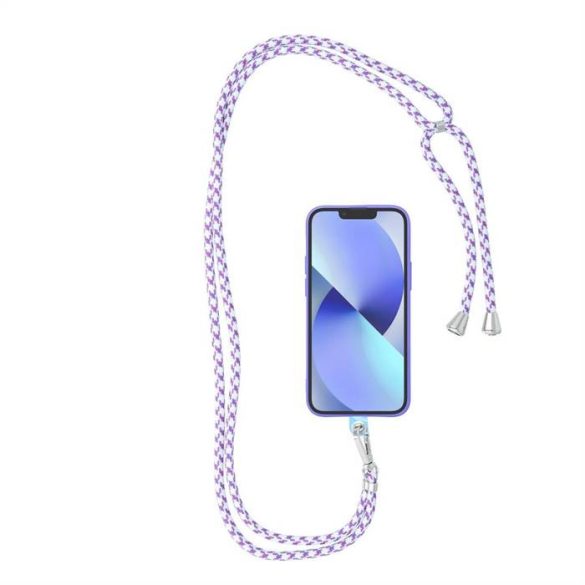 Pandantiv SWING pentru telefon / cu lungime reglabilă până la 82,5 cm / pe umăr sau pe gât - alb - violet
