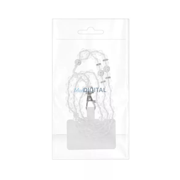 Pandantiv CRYSTAL DIAMOND pentru telefon / lungime 37 cm / pe gât - alb