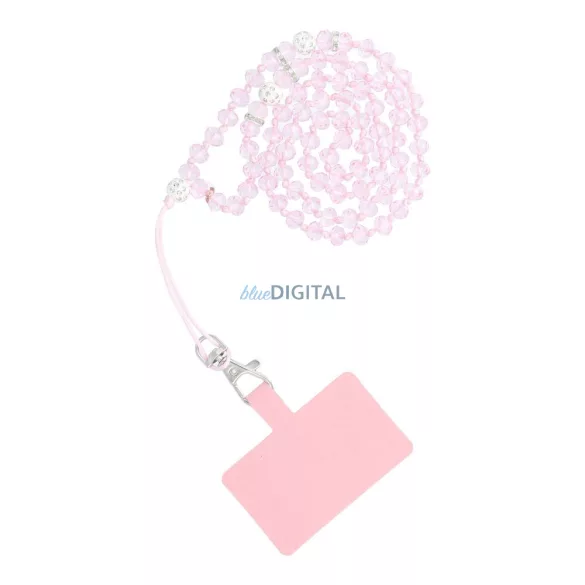 Pandantiv CRYSTAL DIAMOND pentru telefon / lungime 37 cm / pe gât - roz deschis